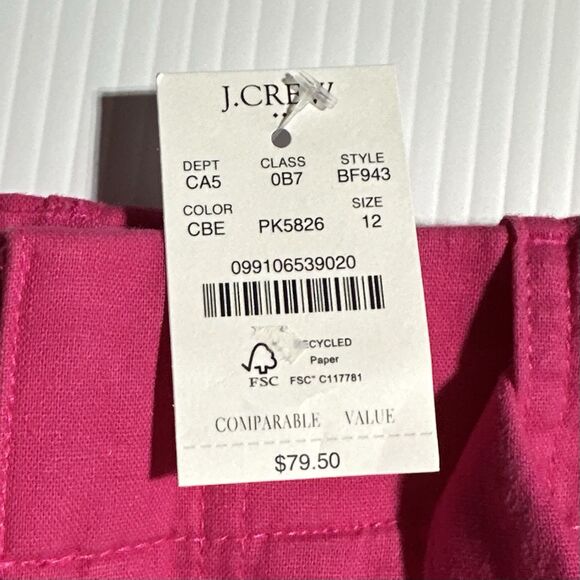 J Crew Skirt Womens Pink Linen Cotton Blend Utility Skirt Tie Belt Size 12 NWT - Picture 4 of 10